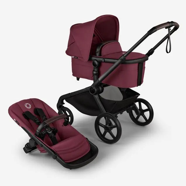 Bugaboo Kangaroo Single to Double Complete Stroller - BLACK/DARK CHERRY