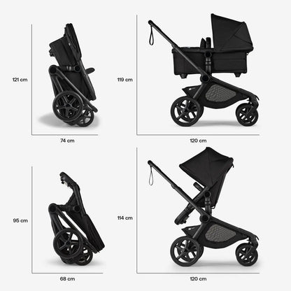 Bugaboo Kangaroo Single to Double Complete Stroller - BLACK/MIDNIGHT BLACK