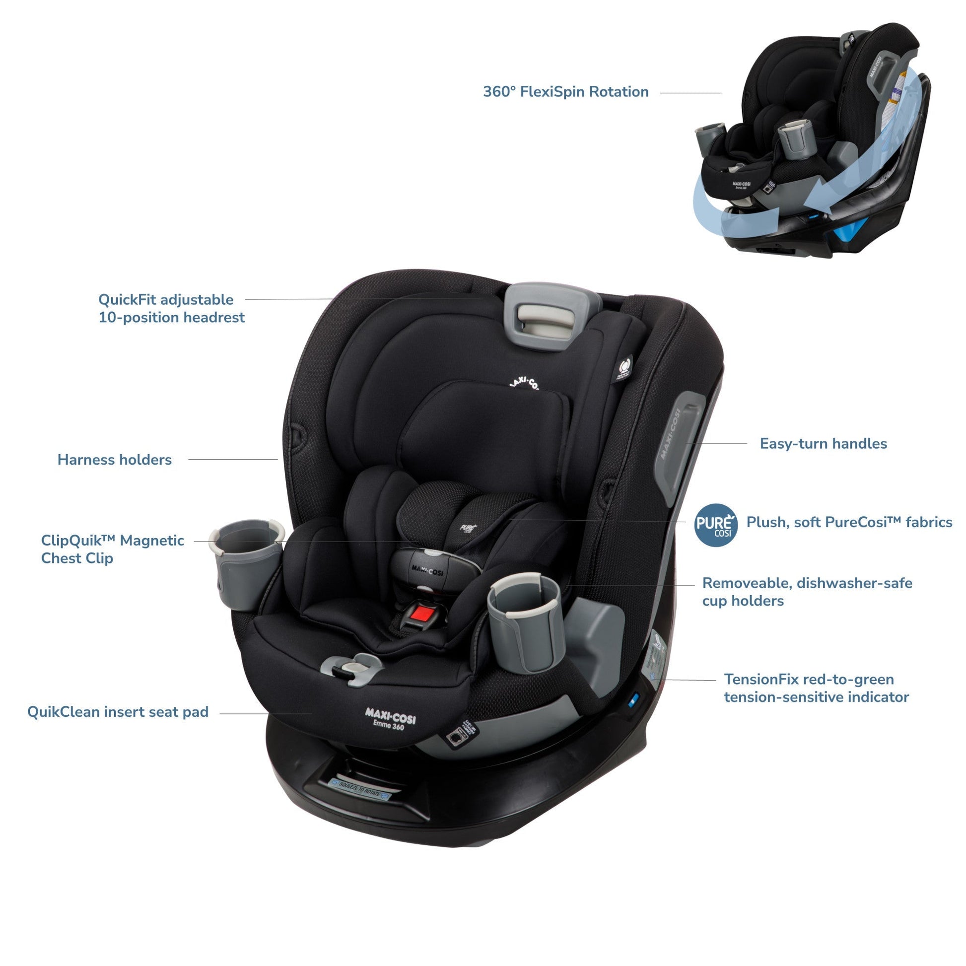 maxi cosi car seat adjust straps Maxi-Cosi Emme 360° Rotating All-in-One Convertible Car Seat – Everything But The Baby