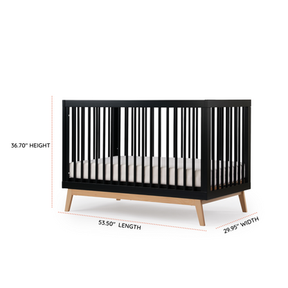 Soho 3-in-1 convertible crib, black/natural