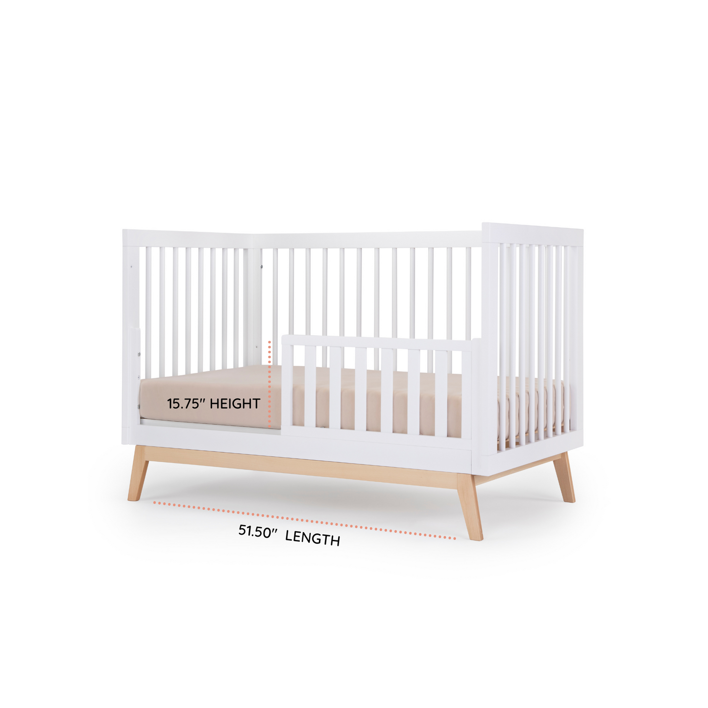 Soho 3-in-1 convertible crib, white/natural