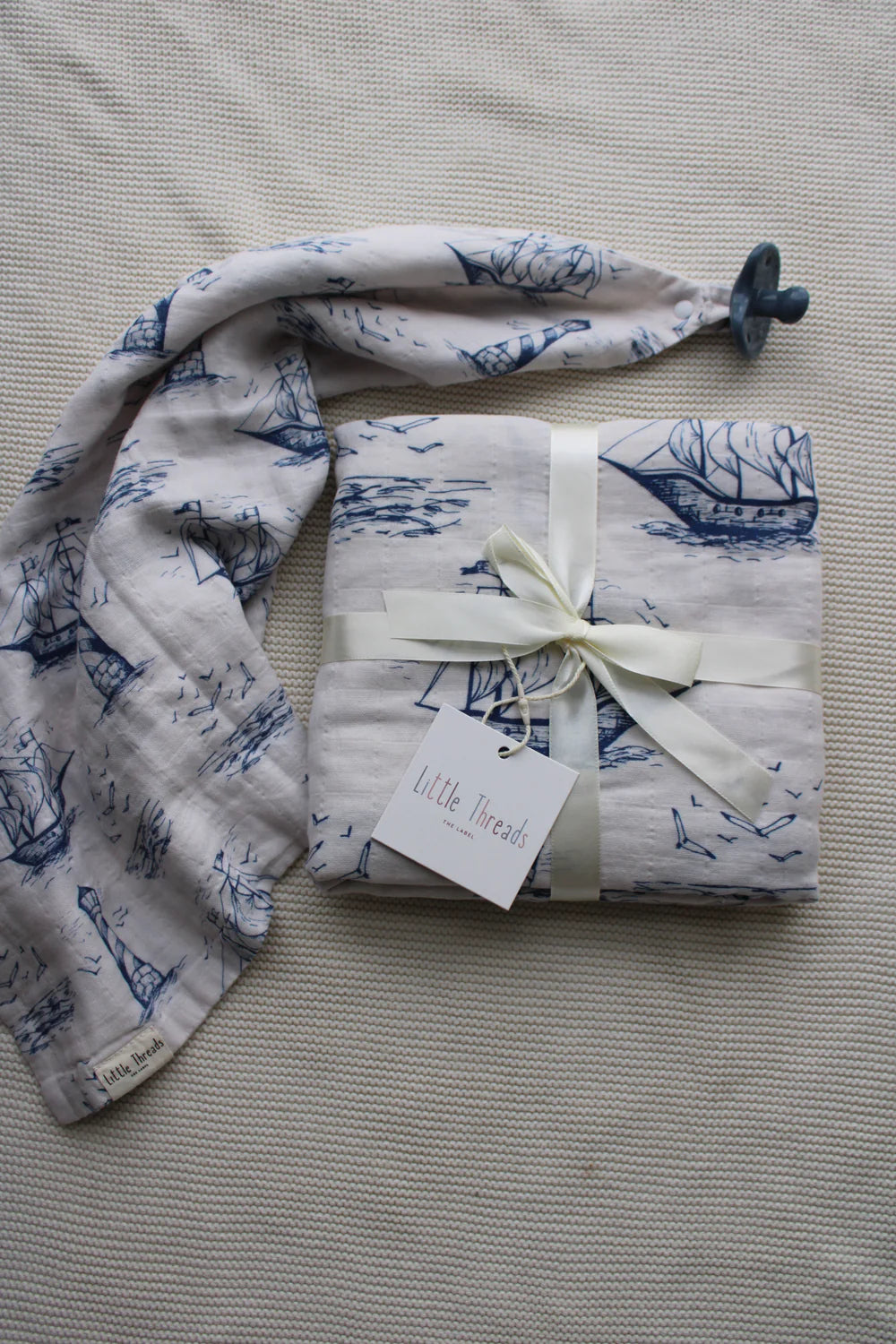 Bundle Nautical Sailor Dream Muslin Blanket and Lovey