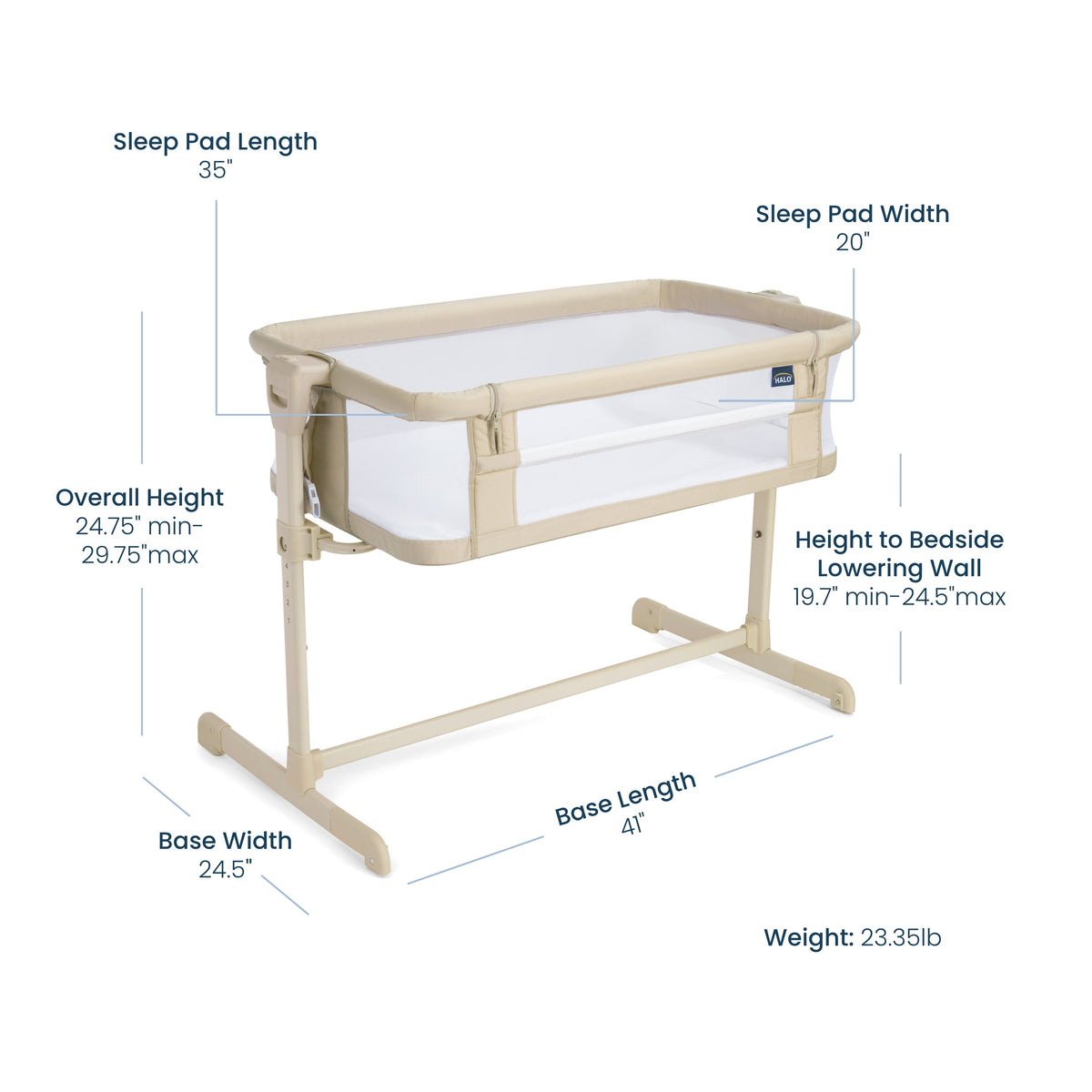 HALO Bedside Sleeper dimensions