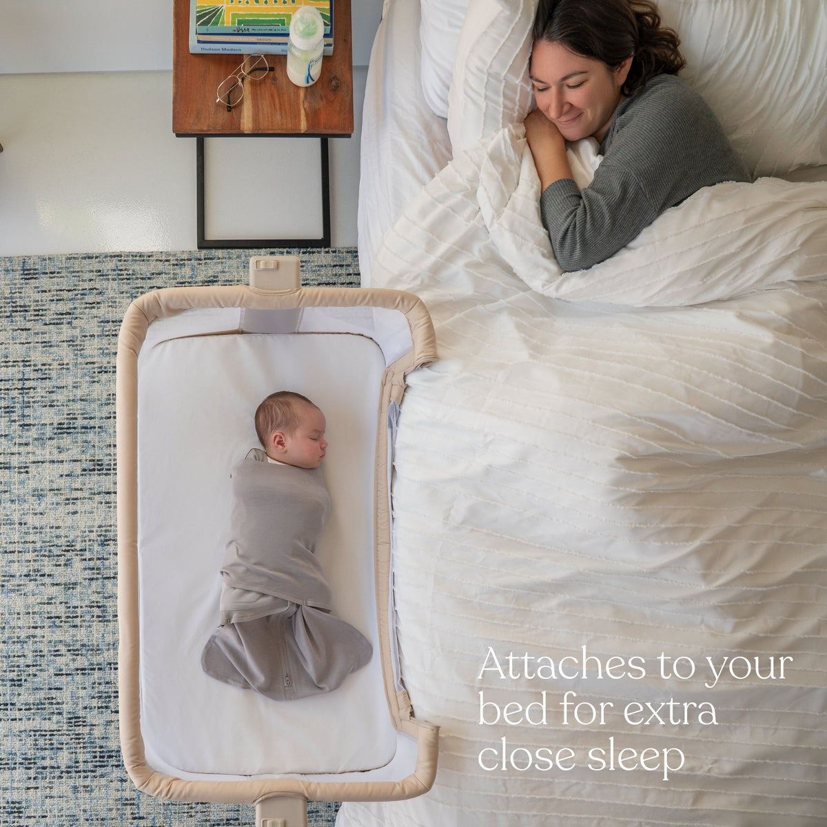 HALO Bedside Sleeper attached to bed