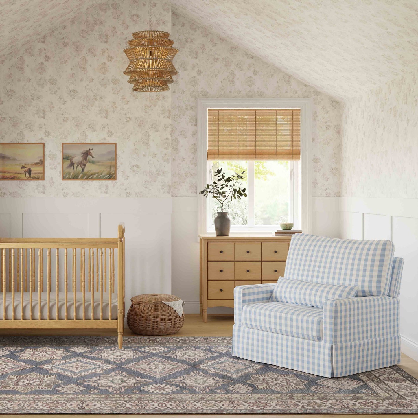 Namesake Crawford Pillowback Chair and a Half Comfort Swivel Glider