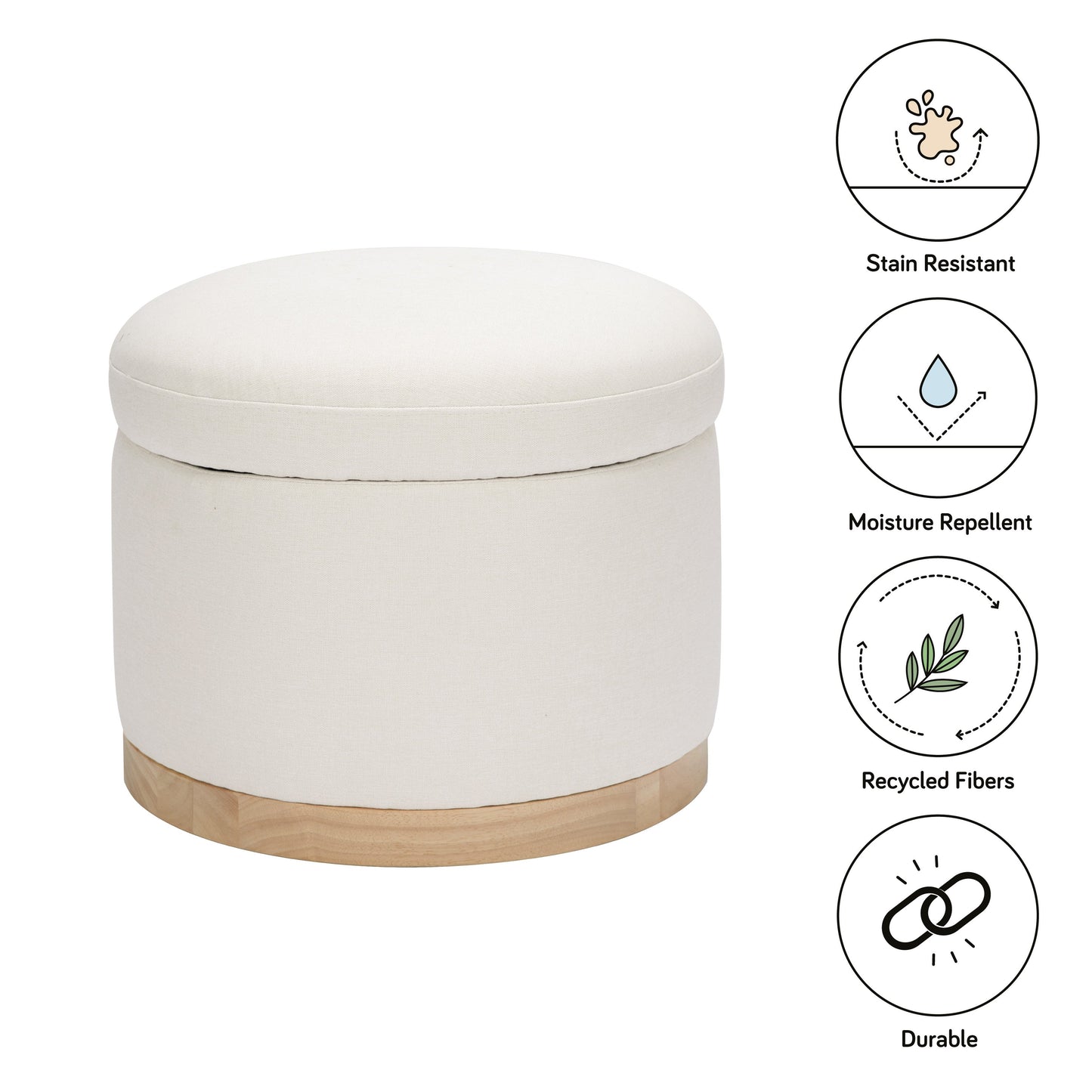Babyletto Naka Storage Ottoman in Eco-Performance Fabric | Water Repellent & Stain Resistant