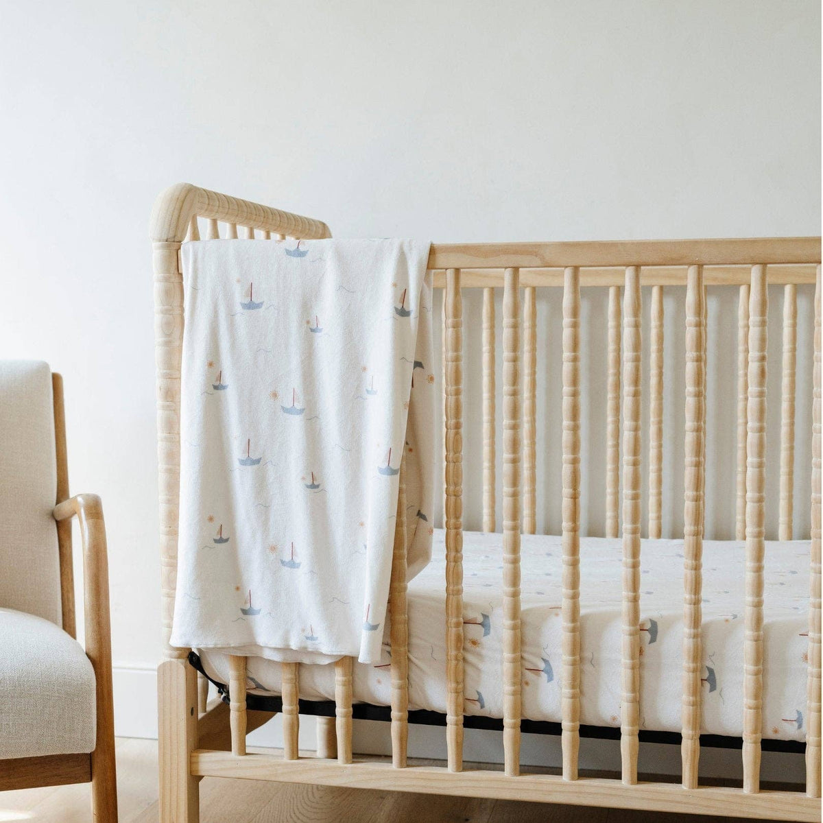Minky Stretch Luxe Crib Sheet - Sail Boat