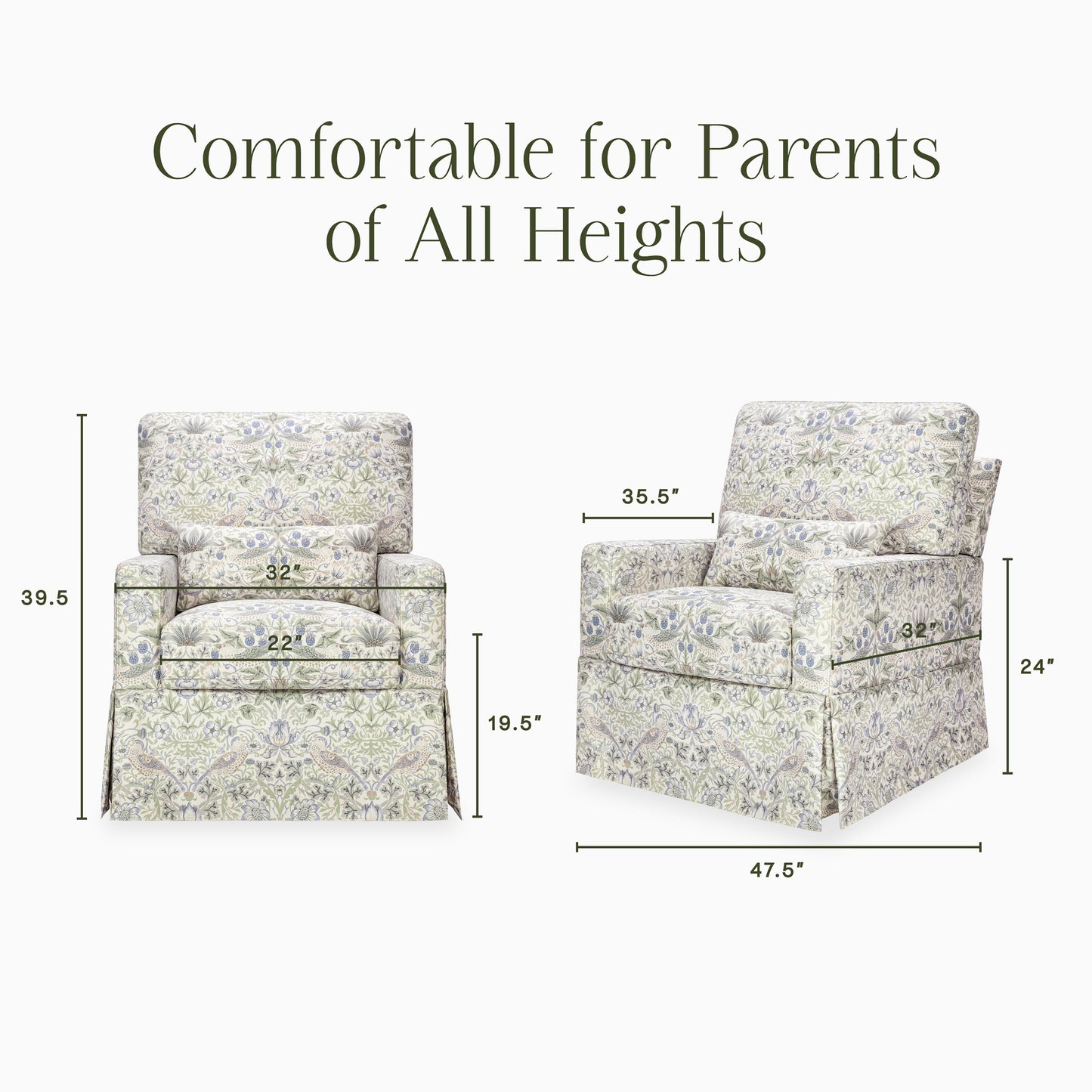 Morris & Co. x Namesake Crawford Pillowback Comfort Swivel Glider