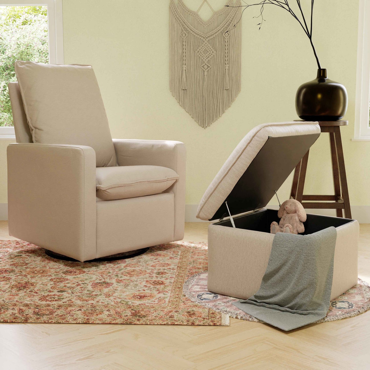 Babyletto Cali Storage Ottoman in Eco-Performance Fabric | Water Repellent & Stain Resistant