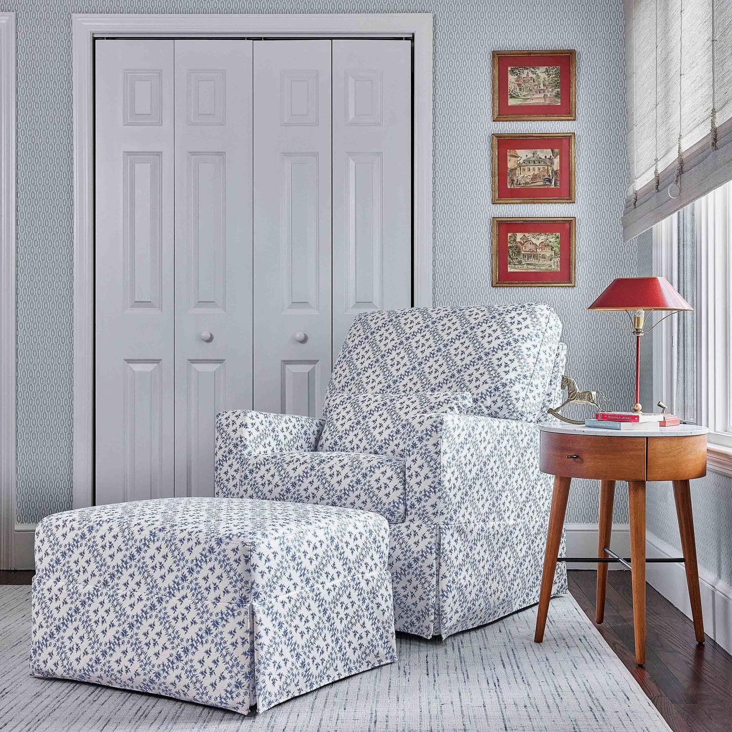 Sarah Flint x Namesake Crawford Gliding Ottoman in Eco-Performance Fabric | Water Repellent & Stain Resistant