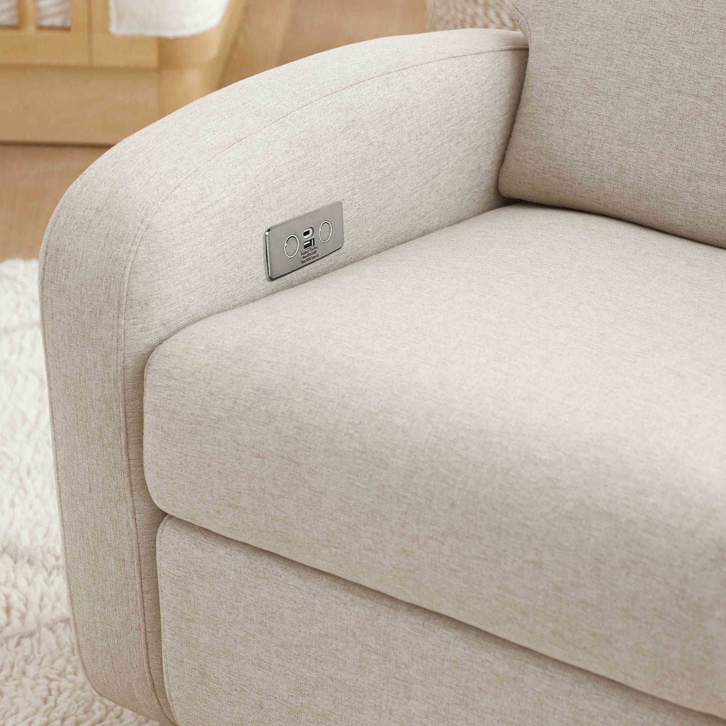 Babyletto Nami Electronic Recliner and Swivel Glider Recliner with USB port