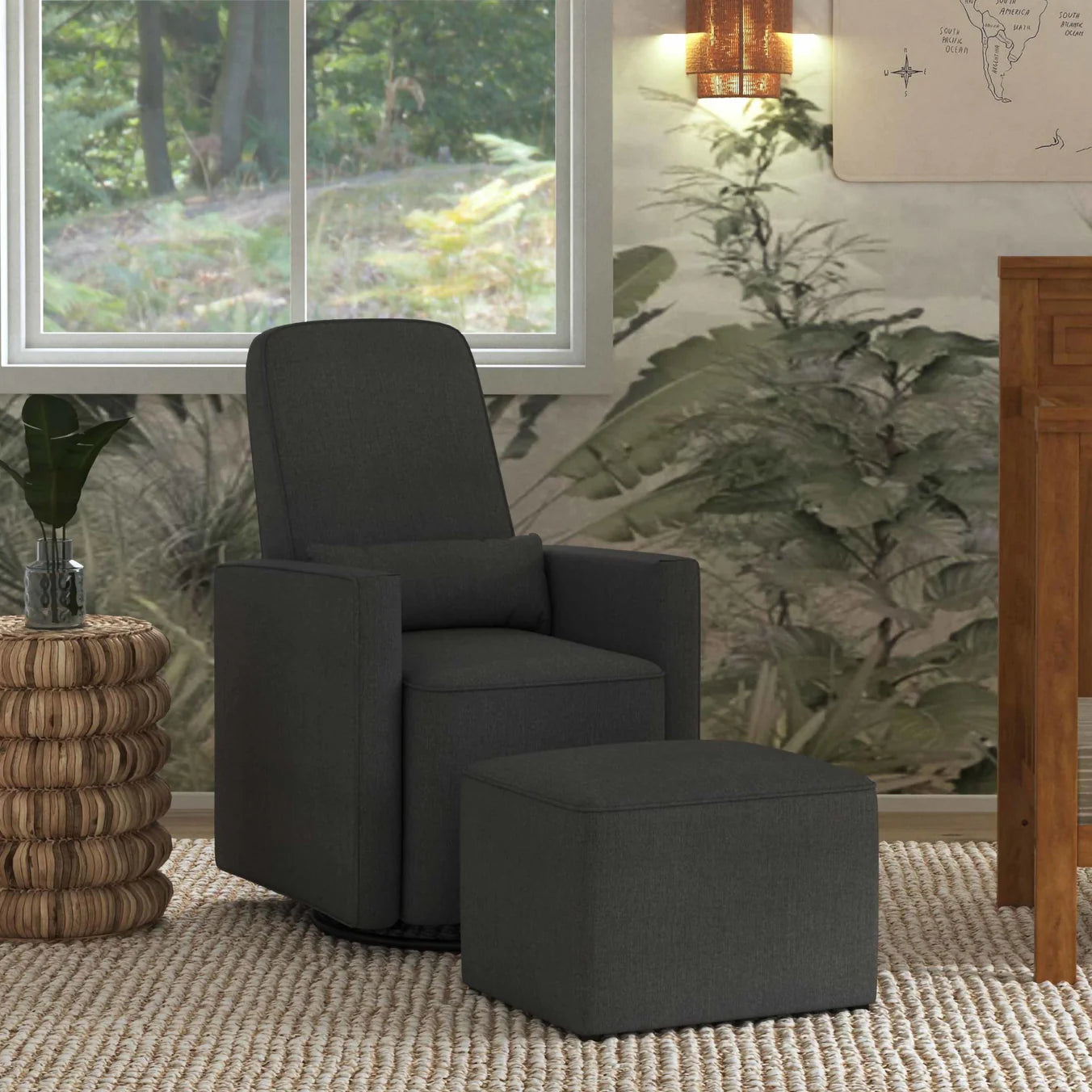 DaVinci Olive Glider and Ottoman - Dark Grey