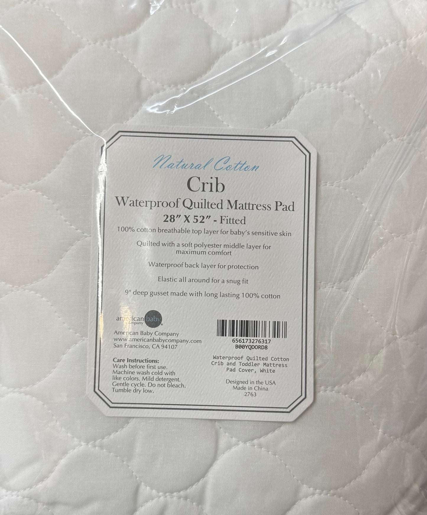 Little Pipers Fitted Waterproof Quilted Crib Cover