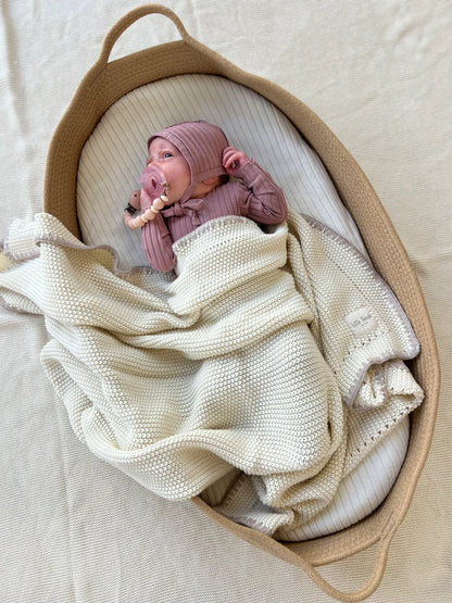 Oat Cream Knitted Cotton Blanket