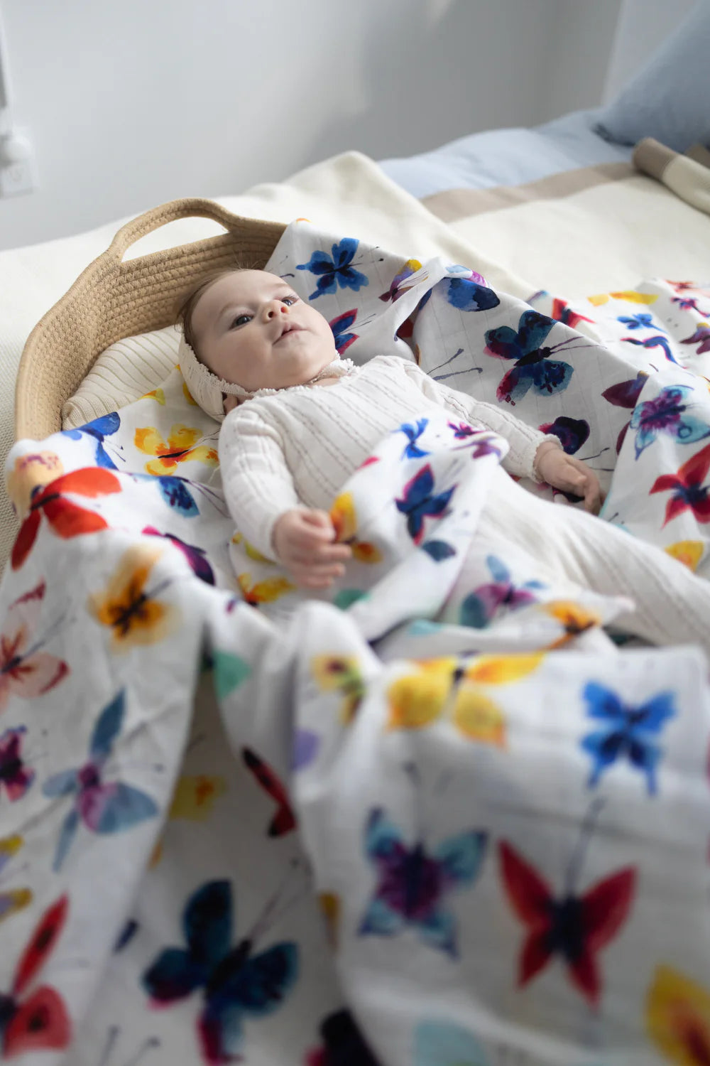 Vivid Butterfly Muslin Blanket