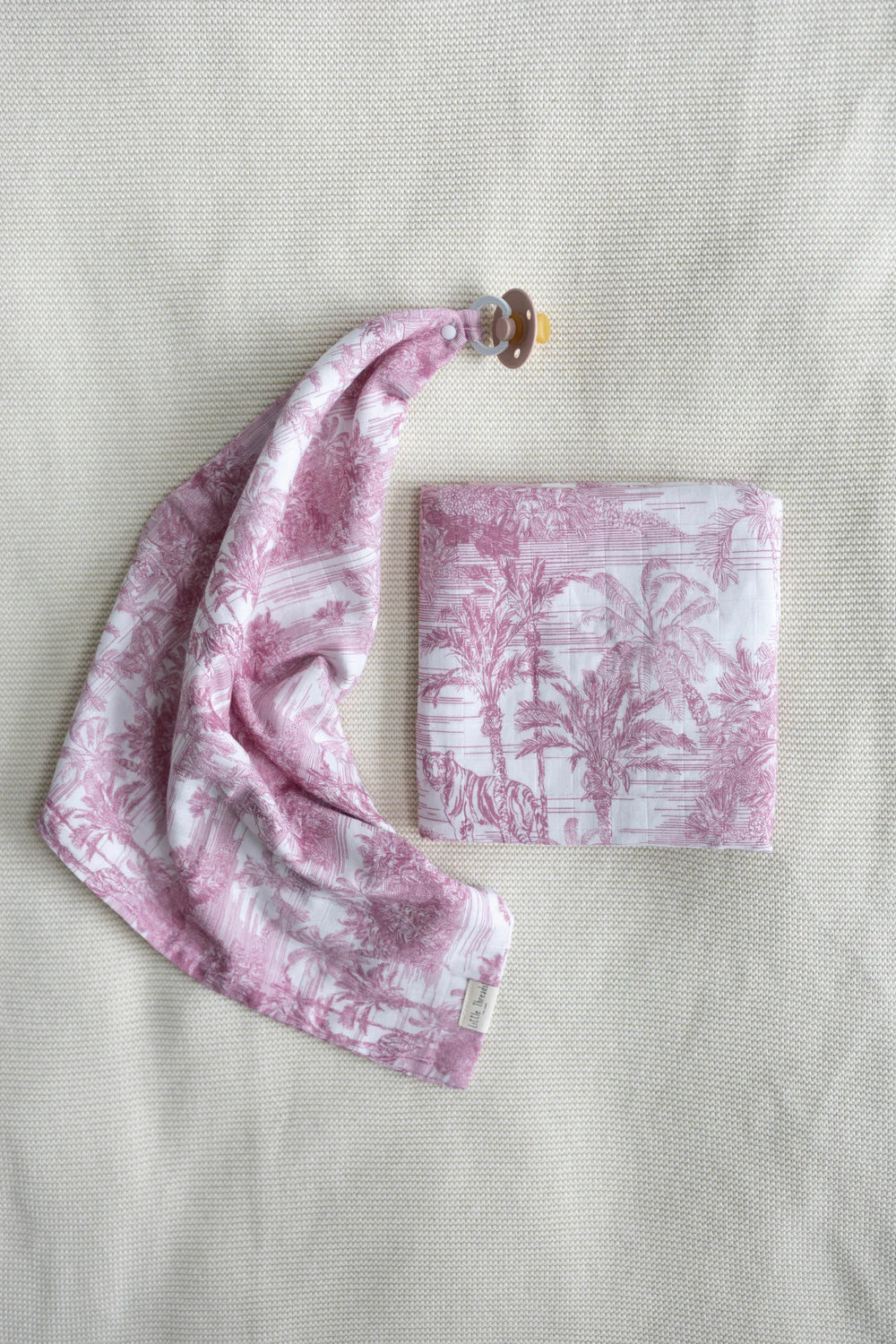 Bundle Pink Jungle Toile Muslin Blanket and Lovey