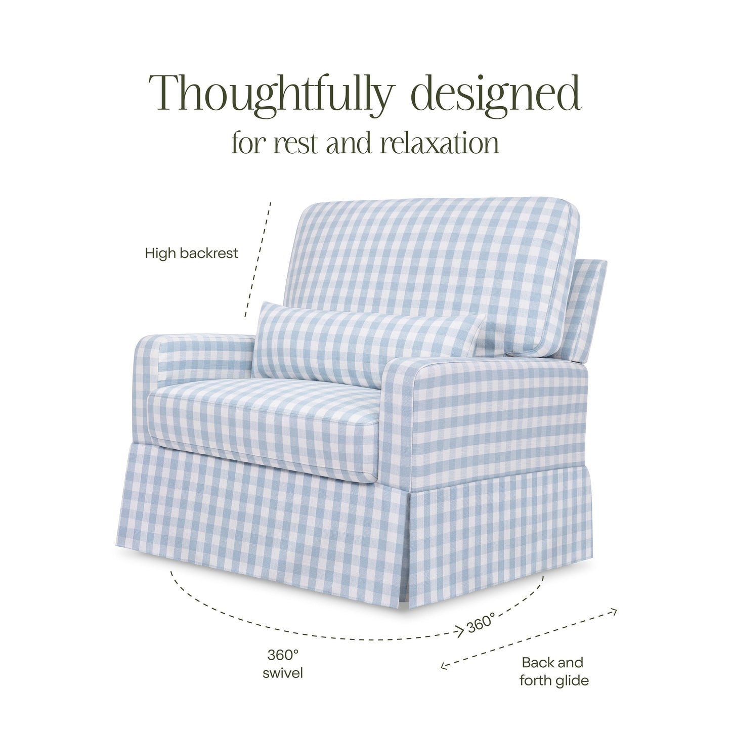 Namesake Crawford Pillowback Chair and a Half Comfort Swivel Glider