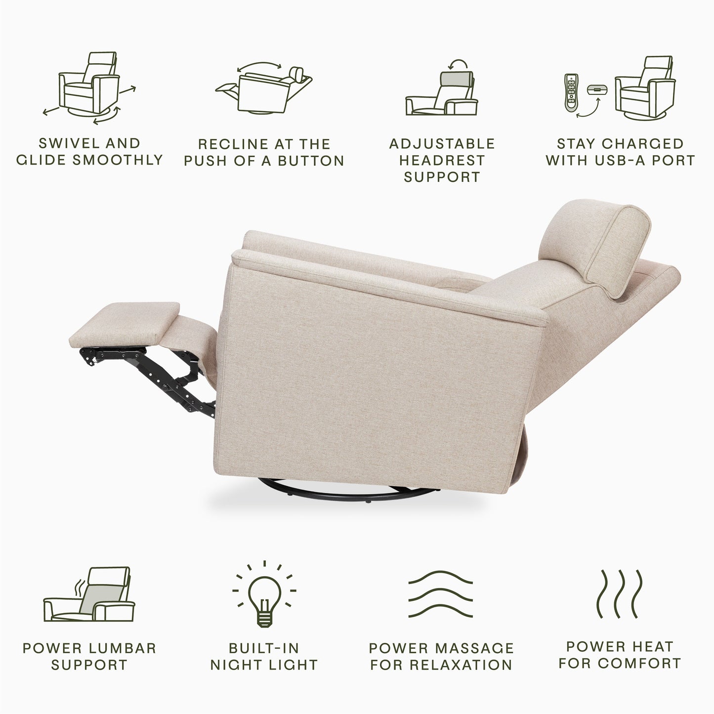 Namesake Willa Deluxe Power Recliner and Swivel Glider with Heat & Massage
