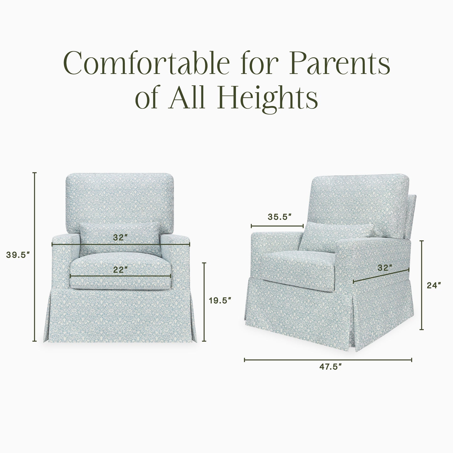 Morris & Co. x Namesake Crawford Pillowback Comfort Swivel Glider