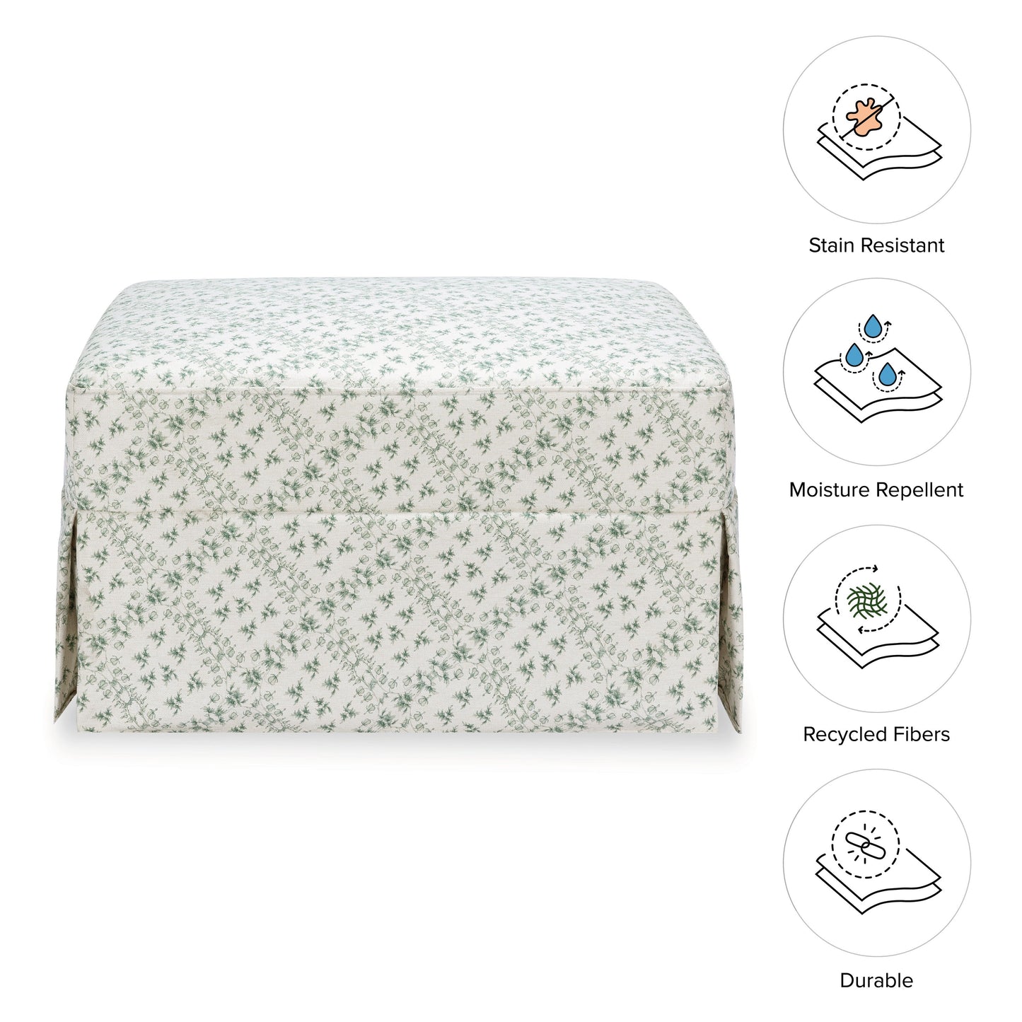 Sarah Flint x Namesake Crawford Gliding Ottoman in Eco-Performance Fabric | Water Repellent & Stain Resistant