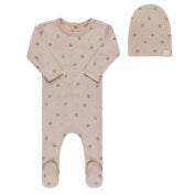 100% Cotton Stretchie + Matching Hat - Tan Floral