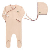 100% Cotton Stretchie + Matching Hat - Pink Cherry