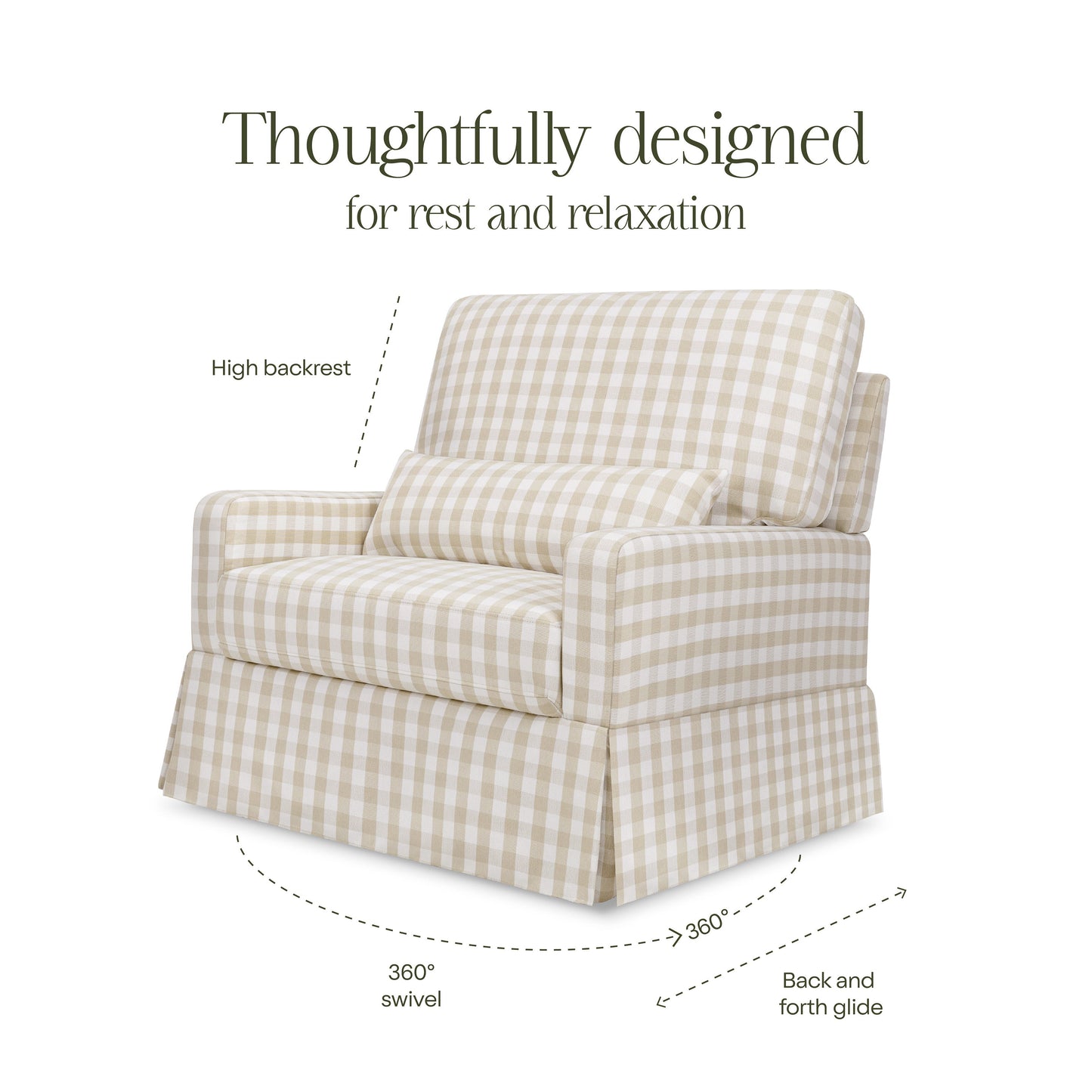 Namesake Crawford Pillowback Chair and a Half Comfort Swivel Glider