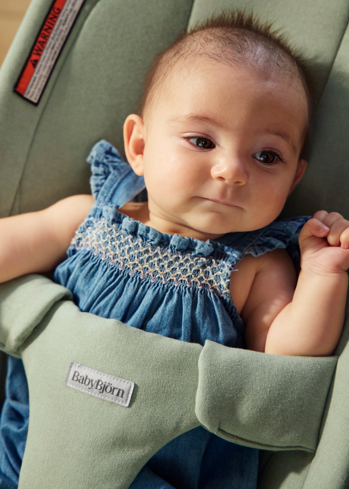 Baby relaxing in a BabyBjörn Bouncer Begin