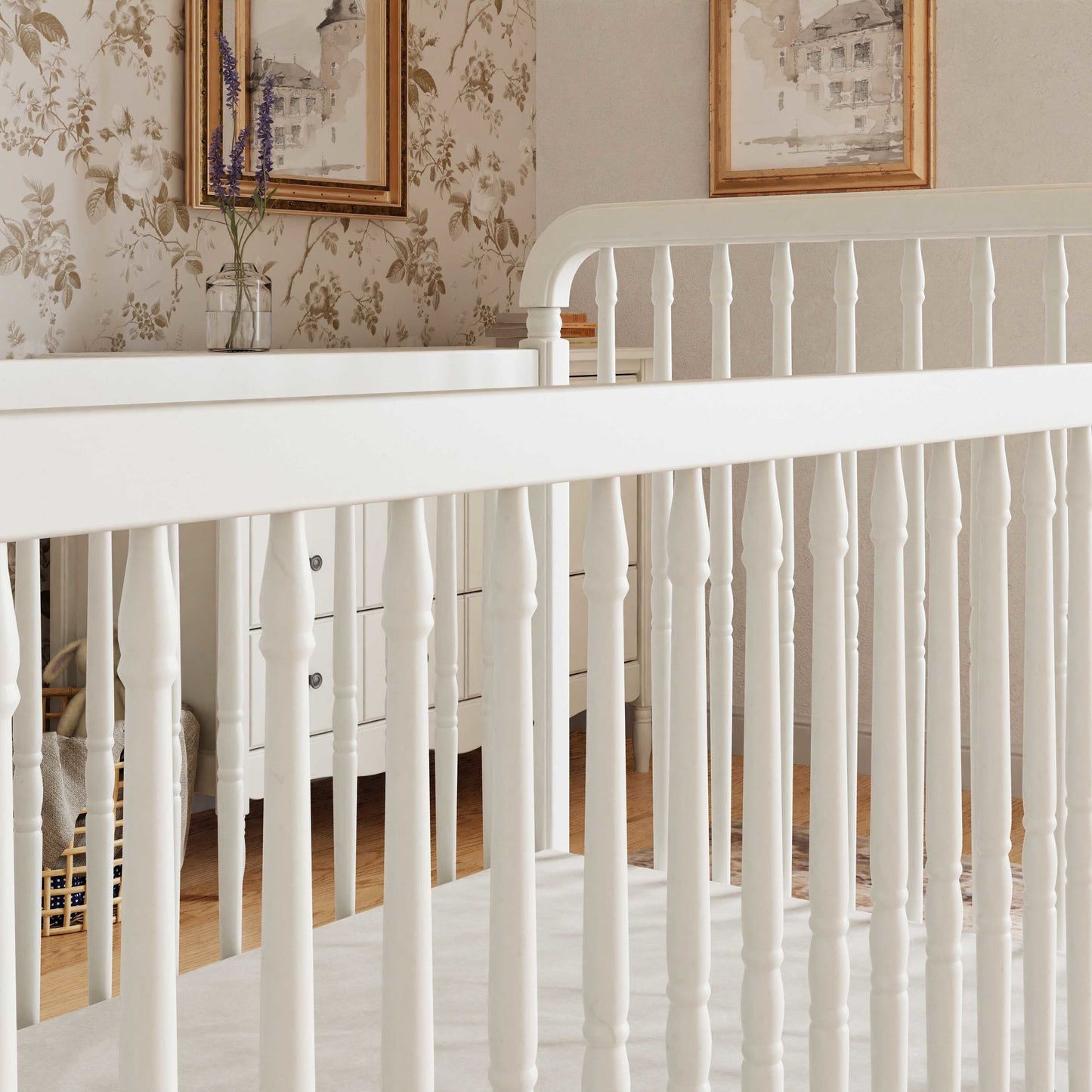 Namesake Liberty 3-in-1 Convertible Spindle Crib with Toddler Bed Conversion Kit