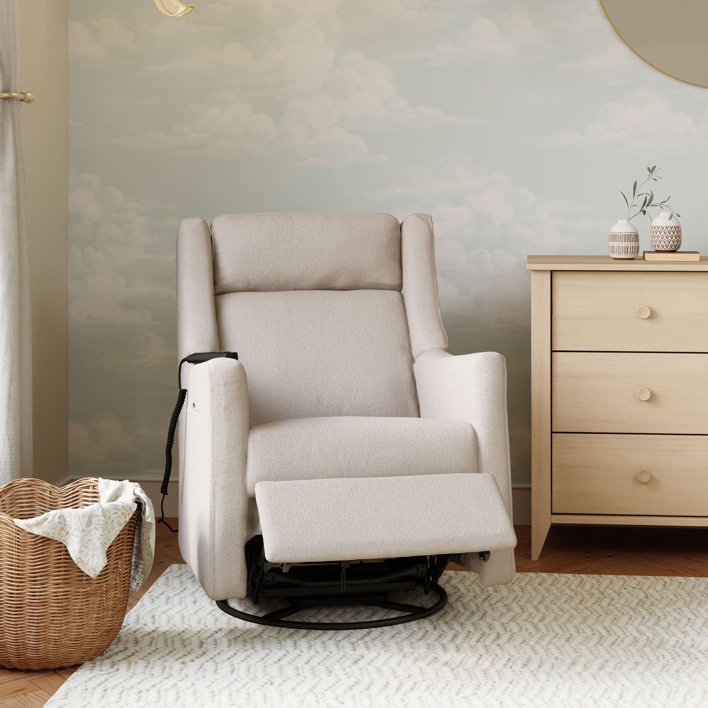 Babyletto Kiwi Deluxe Power Recliner & Swivel Glider with Heat and Massage
